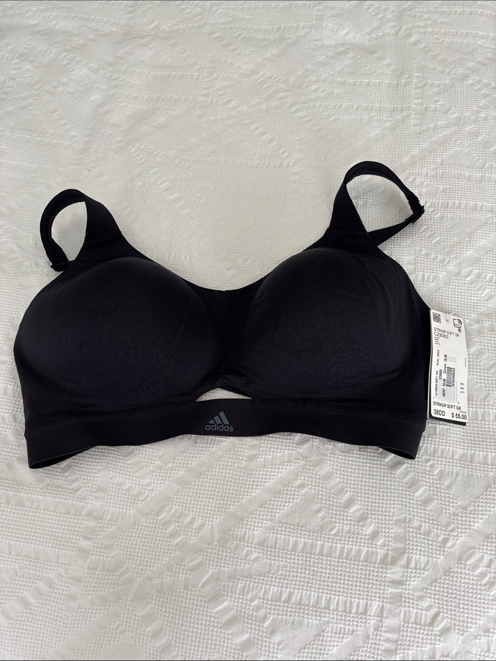 adidas Black Molded-Cup Sports Bra with Underband Support